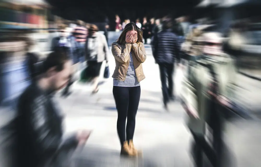 Teenager experiencing symptoms of social anxiety before entering school