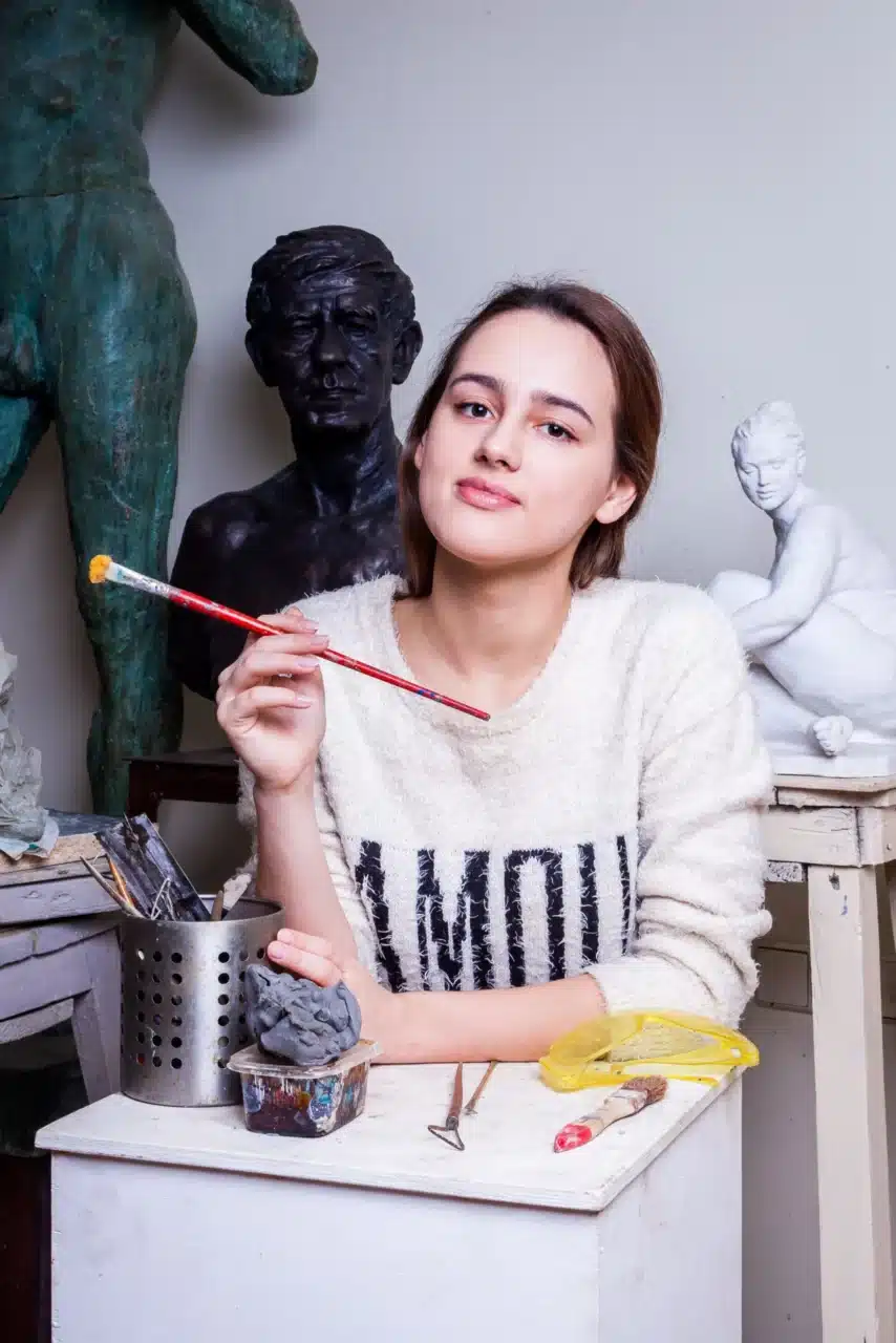 young woman in an art studio