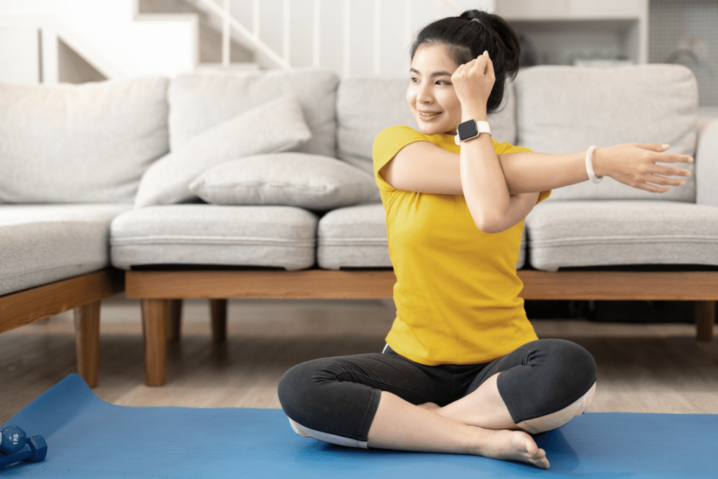 Teen self-care through her hobby of yoga
