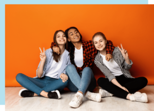 three teen girls in adolescent depression treatment