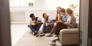 group of teens in adolescent depression treatment