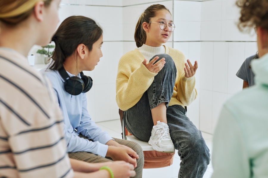 Teens participating in DBT group therapy – learning mindfulness and emotion regulation skills.