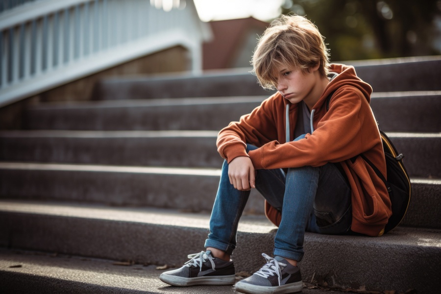 Teen experiencing social stress and peer pressure.