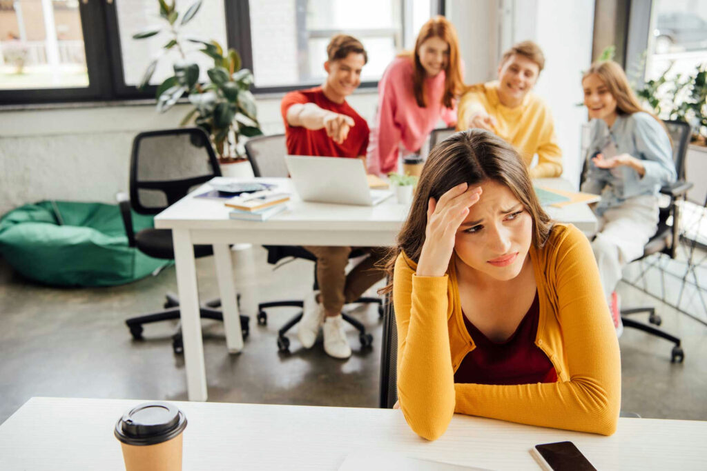 Student overwhelmed by social anxiety in a school environment
