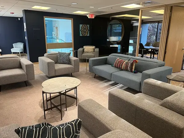 Comfortable adolescent wellness treatment center lounge